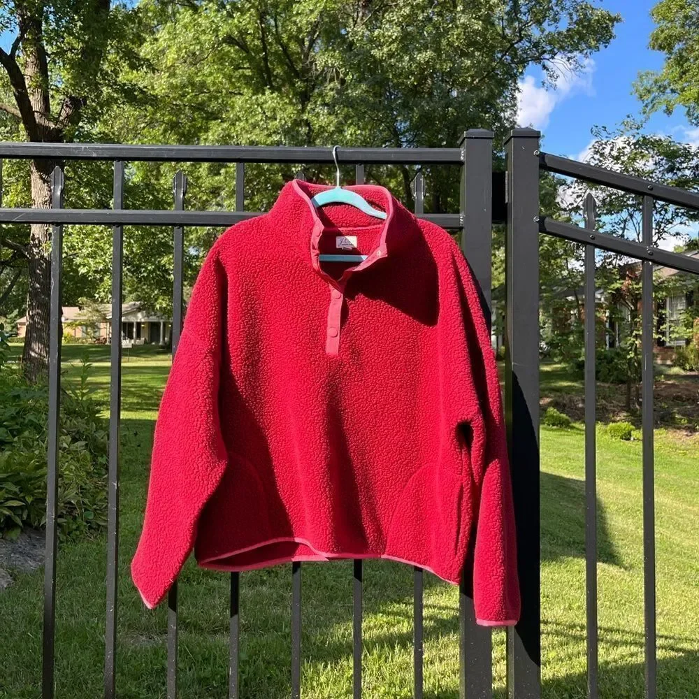 J Crew Polartec Sherpa Fleece Half Snap Pullover